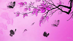 Black Butterfly In Purple Backdrop Wallpaper