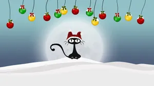 Black Cat Funny Christmas Wallpaper