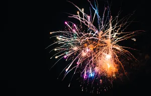 Black Color Sky With Fireworks Wallpaper