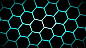 Black Cyan Hexagon Pattern Wallpaper