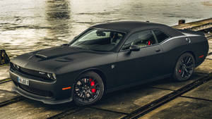 Black Dodge Challenger Demon 4k Wet Parking Lot Wallpaper