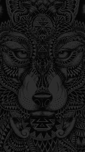 Black Dope Tribal Wolf Wallpaper