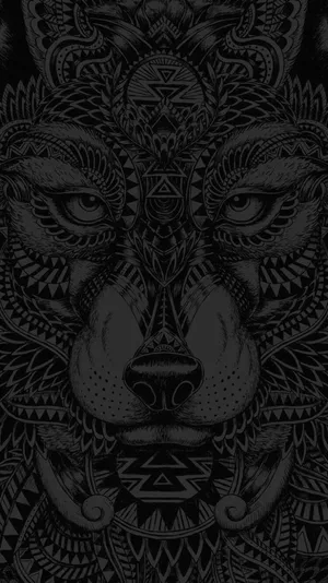 Black Dope Tribal Wolf Wallpaper