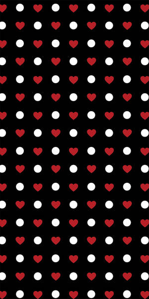 Black Dot Iphone Red Hearts Wallpaper