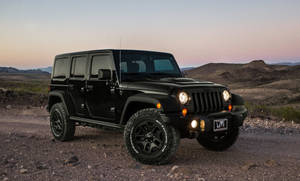 Black Jeep Wrangler Light Orange Headlight Wallpaper