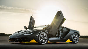 Black Lamborghini Centenario Doors Up Wallpaper