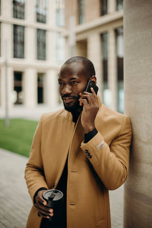 Black Man On The Phone Wallpaper