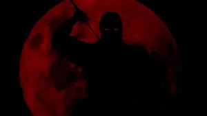 Black Ninja Red Moon Wallpaper