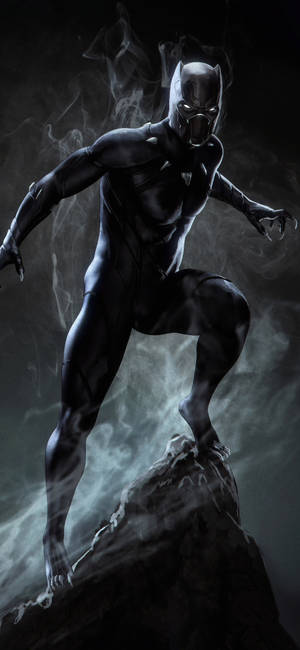 Black Panther On Rock Superhero Iphone Wallpaper