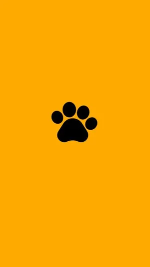 Black Paw On Cute Pastel Yellow Aesthetic Wallpaper
