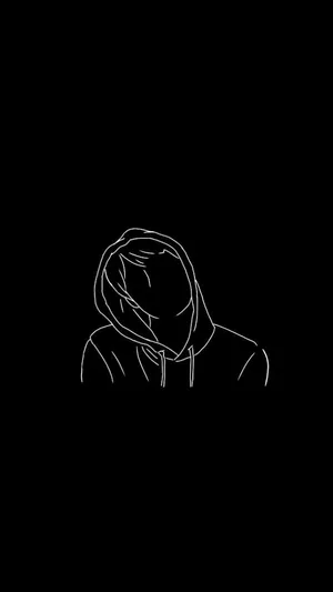 Black Trippy Girl Line Art Wallpaper