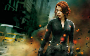 Black Widow On Bombing Scene 4k Wallpaper