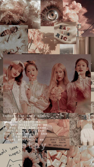 Blackpink Aesthetic Vintage Floral Collage Wallpaper