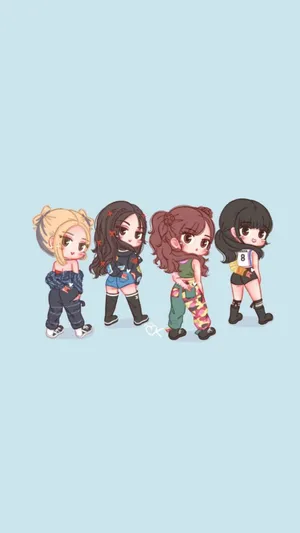 Blackpink Cartoon Chibi Wallpaper