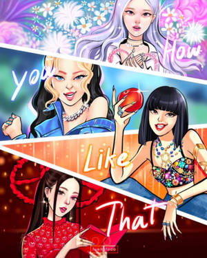 Blackpink Cartoon Fabulous Girls Wallpaper