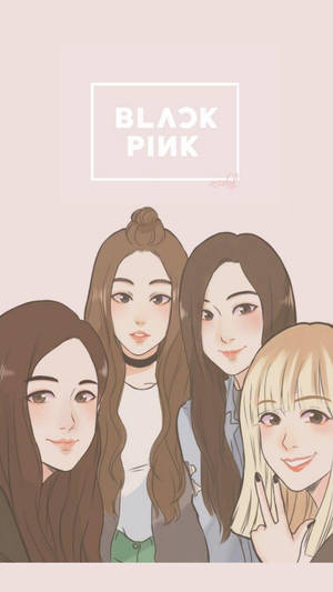 Blackpink Cartoon In 2d Animation Wallpaper