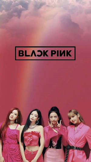 Blackpink Logo Over Rainbow Wallpaper