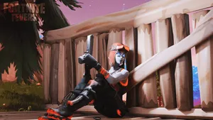 Blaze Fortnite Outfit Taking Cover Wallpaper