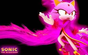 Blaze The Cat Glowing Pink Wallpaper