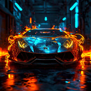 Blazing Lamborghini Aventador Artwork Wallpaper