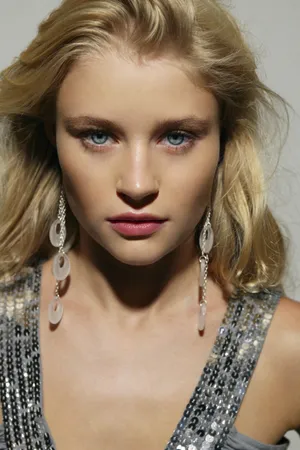 Blonde Woman Blue Eyes Silver Dress Wallpaper