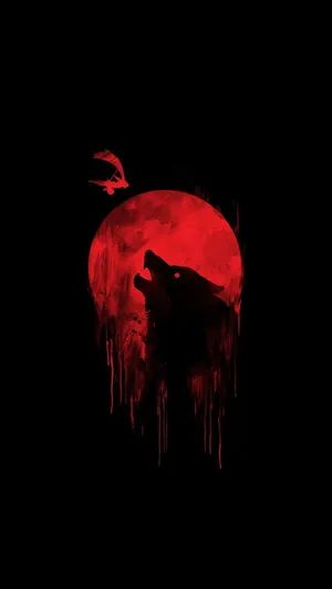 Blood Moon Wolf Illustration Art Wallpaper