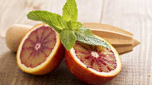 Blood Orange Citrus Fruit Leaf Wallpaper