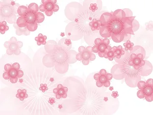 Blossoming Pink Flower On Illustrated White Background Wallpaper