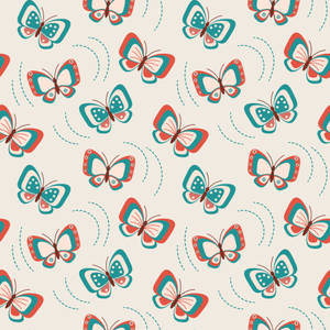 Blue And Orange Pastel Butterflies Wallpaper