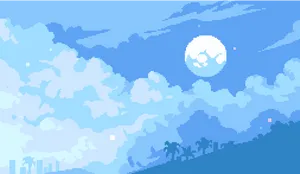 Blue Anime Sky And Moon Aesthetic Wallpaper
