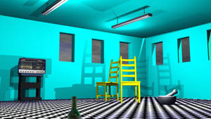 Blue Checkered Room Wallpaper