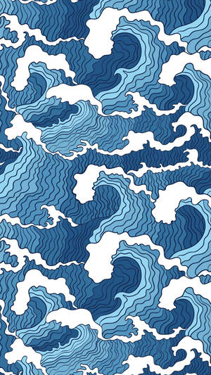 Blue Crashing Waves Hd Design Wallpaper