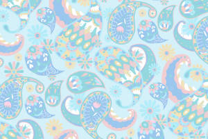 Blue Droplets Shape Paisley Print Wallpaper