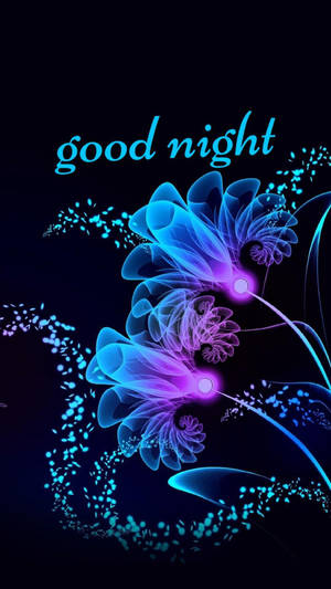 Blue Floral Good Night Wish Wallpaper