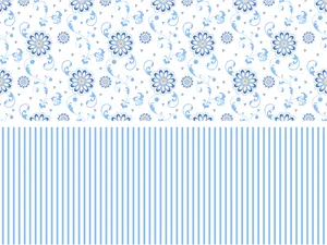 Blue Floral Striped Pattern Wallpaper