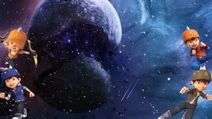 Blue Galaxy Boboiboy Elemental Forms Wallpaper