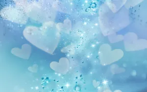Blue Glitter Hearts Wallpaper