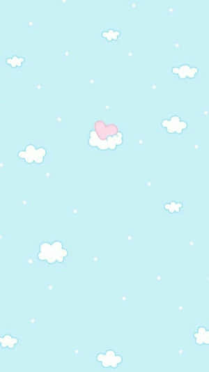 Blue Green Aesthetic Cloud Heart Wallpaper