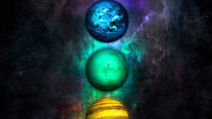 Blue Green Yellow Chakra Orbs Wallpaper