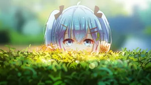 Blue-haired Animated Girl Wallpaper