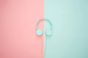 Blue Headset On Pink And Blue Wallpaper