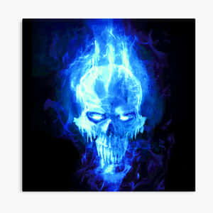 Blue Inferno Skull Art Wallpaper