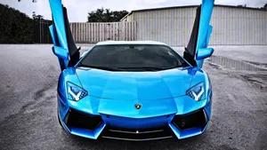 Blue Lamborghini Aventador Black White Wallpaper