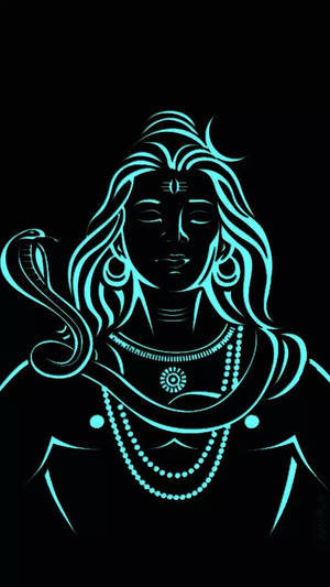 Blue Mahadev Rudra Avatar Outline Wallpaper