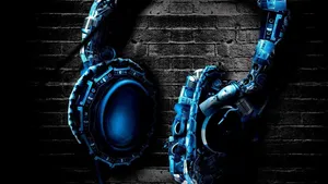 Blue Metallic Headphone Chromebook Background Wallpaper