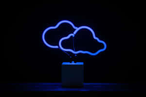 Blue Neon Cloud Sculpture Wallpaper