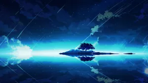 Blue Scenery Anime Night Sky Wallpaper