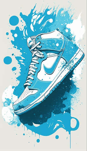 Blue Sneaker Art Splash Wallpaper