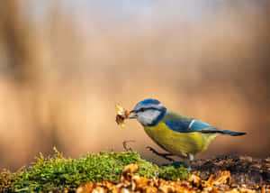 Blue Titmouse With Leaf900x643 Wallpaper