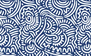 Blue White Boho Doodle Wallpaper